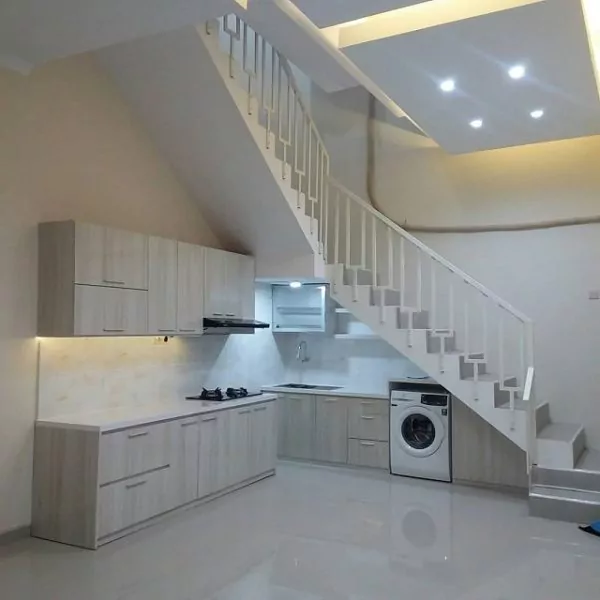 kitchen set bawah tangga leter l