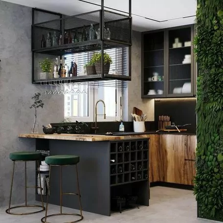 kitchen set industrialis dominasi hitam