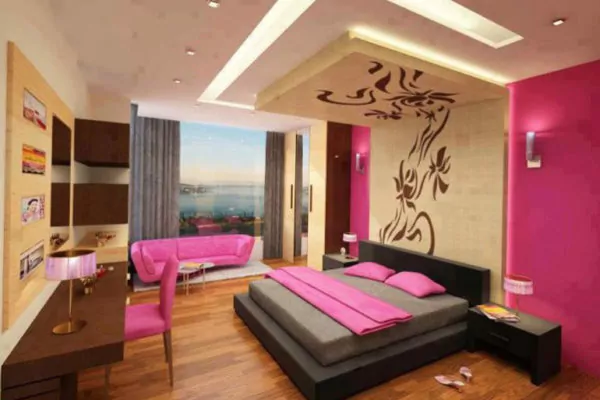 plafon pvc kamar tidur motif bunga