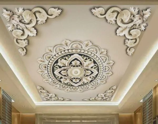 plafon pvc motif bunga di kamar mandi
