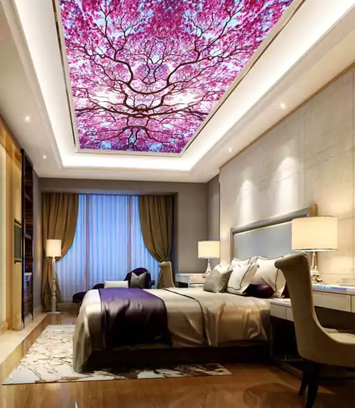 plafon pvc motif bunga kombinasi gypsum