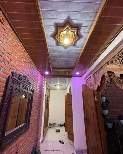 plafon pvc motif bunga kombinasi kayu