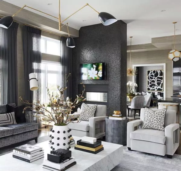 warna cat rumah mewah - hitam putih
