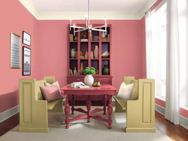 warna cat rumah bagian dalam yang cerah - coral