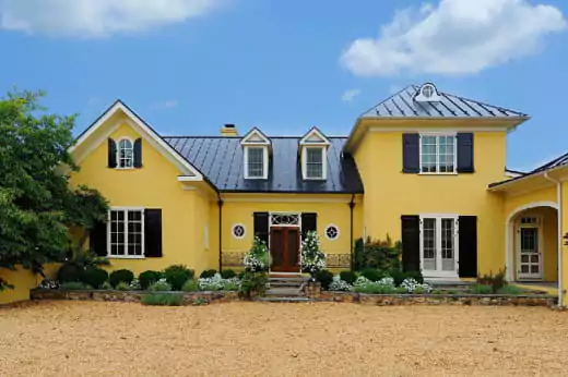 warna cat rumah bagian luar yang elegan - kuning