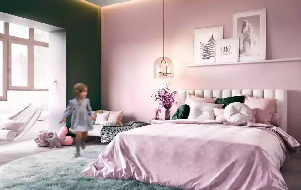 banner warna cat kamar pink soft