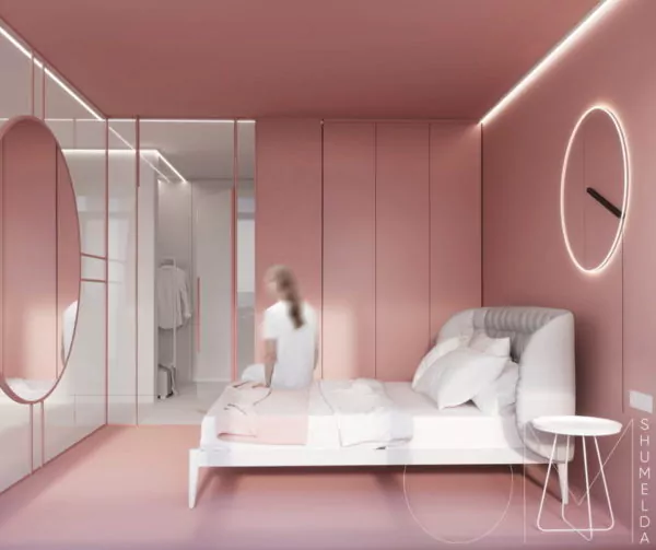 warna cat kamar pink soft minimalis