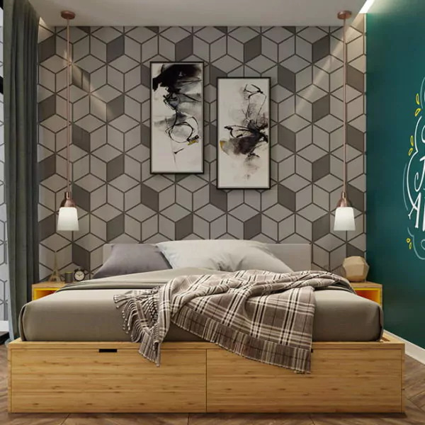 warna cat kamar tidur yang menenangkan - perpaduan dua warna