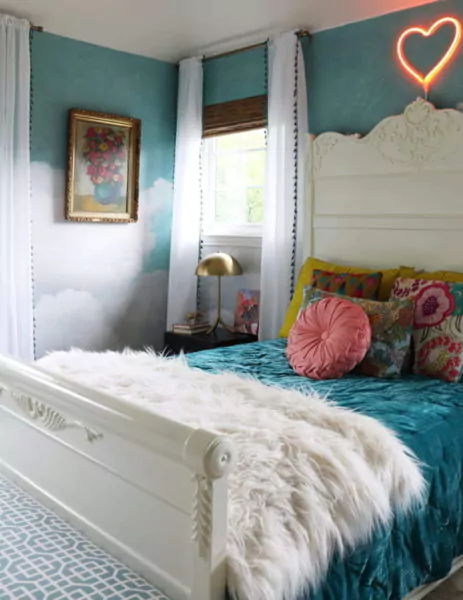 warna cat kamar yang bagus untuk perempuan - hijau kebiruan