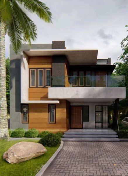 kombinasi warna cat rumah bagian luar - tiga warna