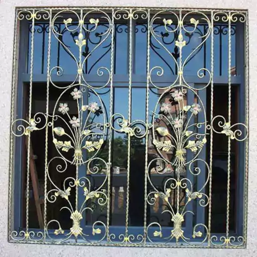 model teralis jendela besi ulir motif daun dan bunga