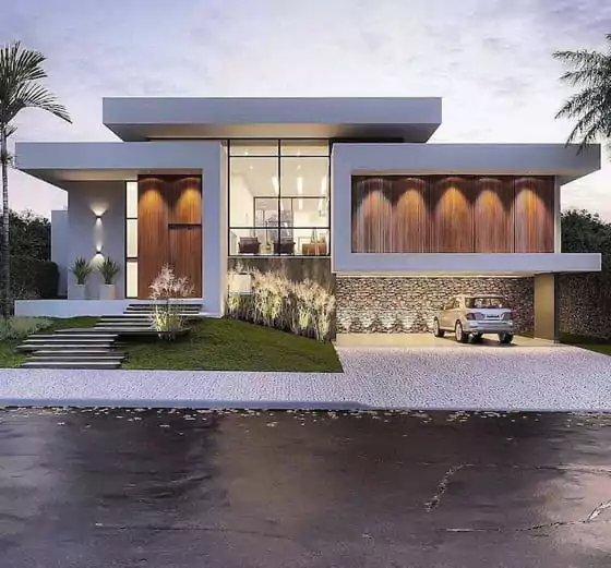 model teras rumah panjang ke samping modern