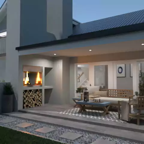 ruang tamu di teras rumah type 36 minimalis