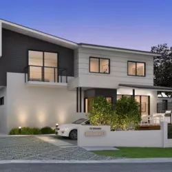 banner teras tampak depan rumah minimalis