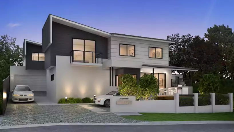 banner teras tampak depan rumah minimalis