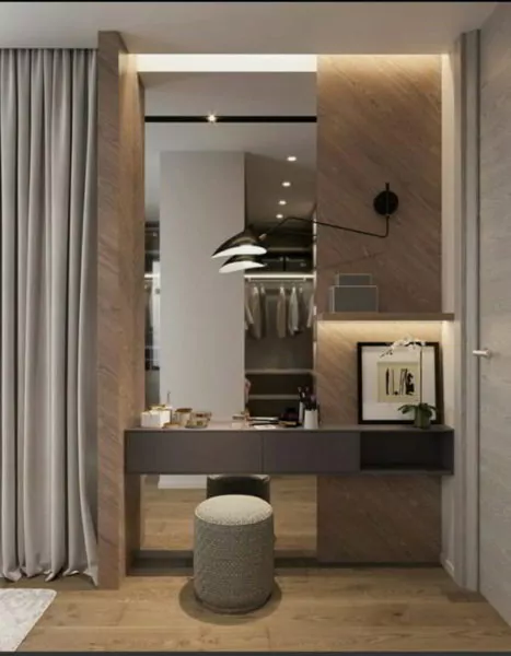 meja rias minimalis modern dengan kaca