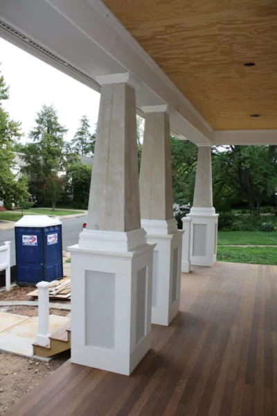 model profil tiang teras rumah coran dengan kayu