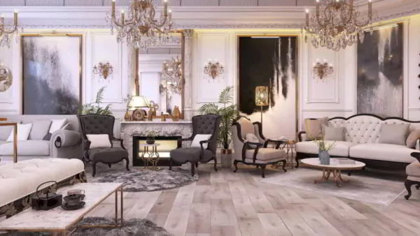 ruang tamu mewah klasik yang nyaman