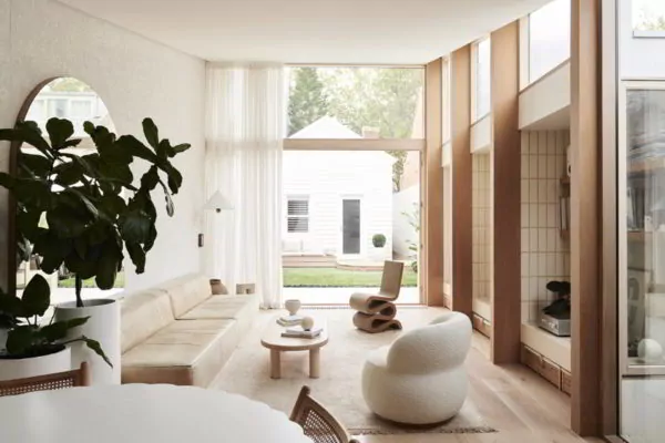 dindingnya bisa menggunakan wallpaper dengan model yang indah - ruang tamu aesthetic