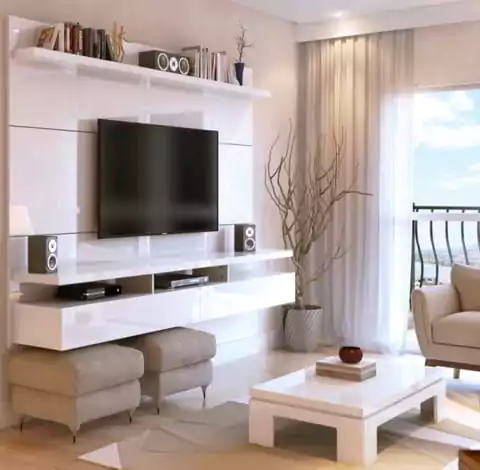 bisa menggunakan backdrop pada bagian tvnya supaya terlihat rapi - ruang tv minimalis kecil